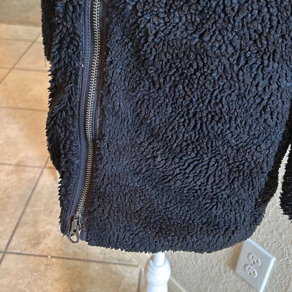 Madewell Women's XXS Oversized Longline Sherpa Fleece Jacket Solid Black Cozy - Picture 4 of 13